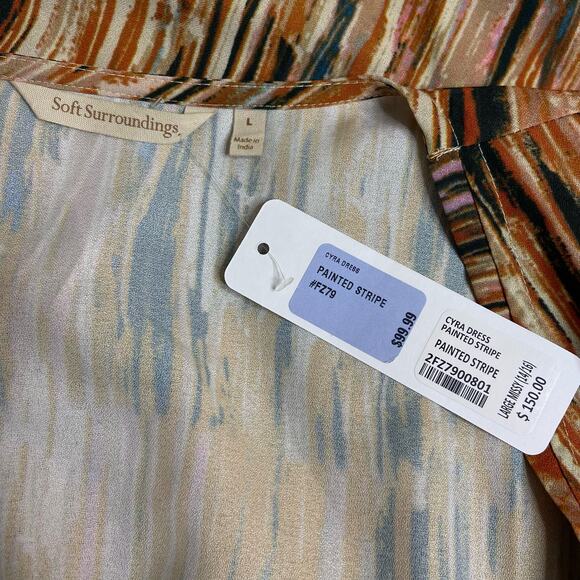 Soft Surroundings Asymmetrical Hem Midi Dress Women's Large NWT Artsy Boho Indie - Picture 9 of 11